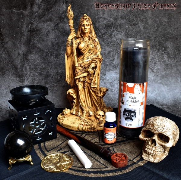 Hexenshop Dark Phönix Magic of Brighid Ritual Glaskerzen Set Fernhalten von Bösem
